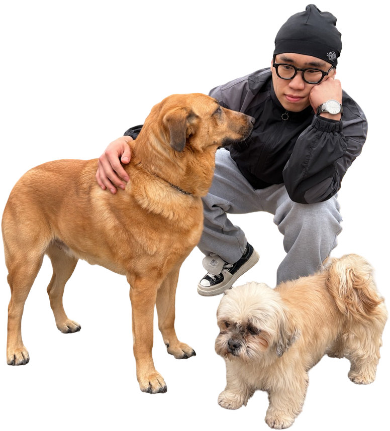 Enkh-Amgalan with his dogs