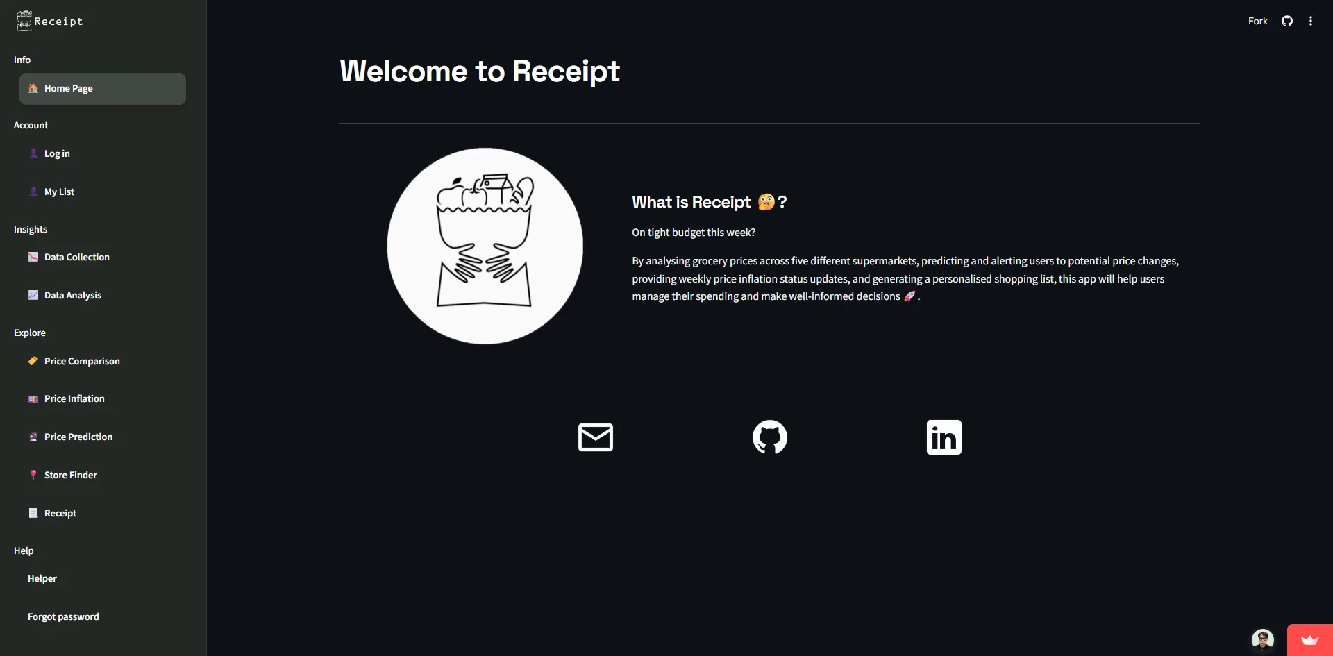 Receipt home screen